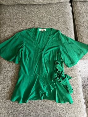 Loft Emerald Green Wrap Top